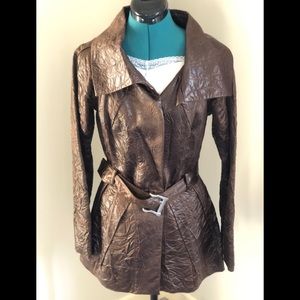 CARLISLE Eccoci leather look brown jacket